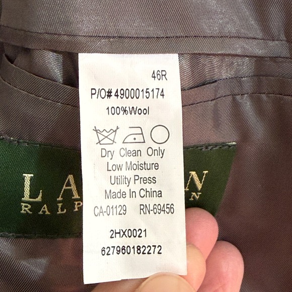 Ralph Lauren 46R Wool Glen Plaid Sport Coat Blazer Mens brown gray black - Picture 8 of 14